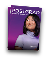 Brochure cover for postgrad ready in 6 months.