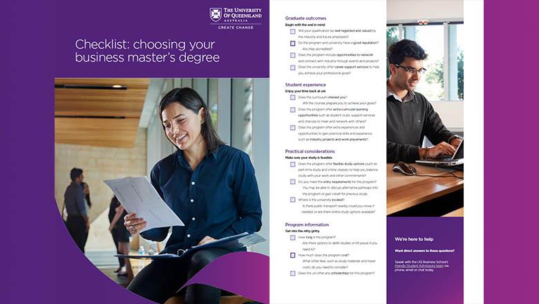 Preview of the PDF 'Checklist: Choosing your business master's degree'