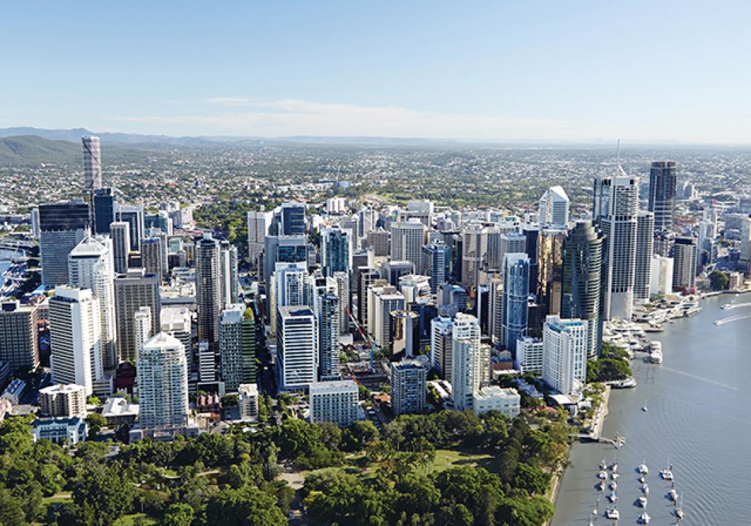 Brisbane city skyline and Brisbane River