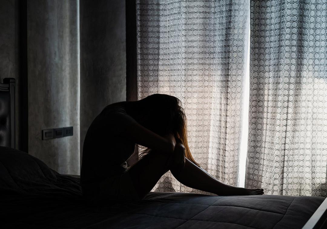 Teenage girl alone with depression